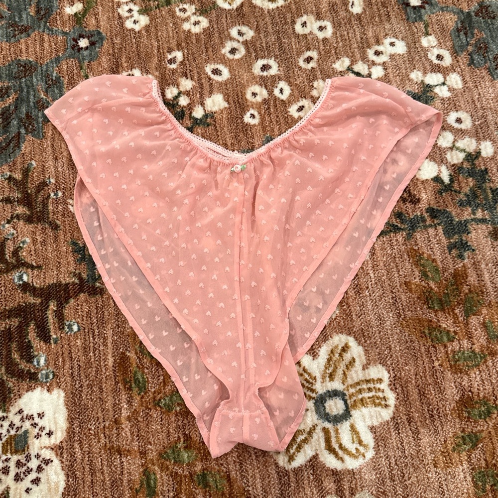 Sheer Pink Heart Patterned Lingerie